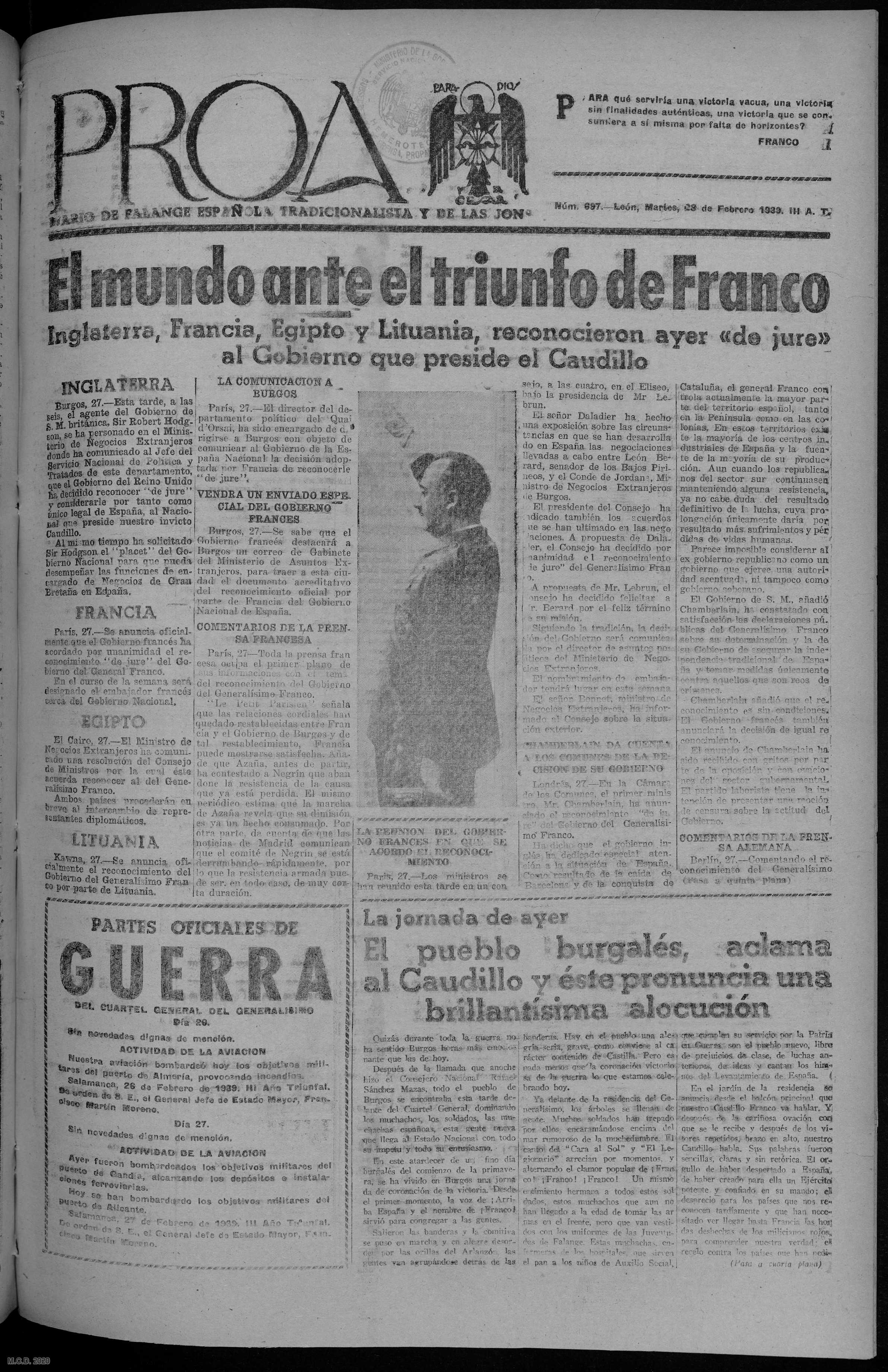 Great Britain and France Recognize Franco’s Regime